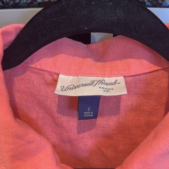 Universal Thread coral elastic waistband 4 pocket linen blend romper size 2 - Picture 2 of 3